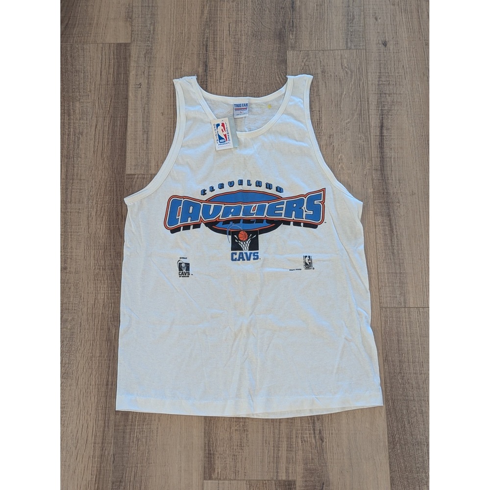 Vintage 90s Cleveland Cavaliers Tank Top True Fan USA NBA Licensed Large White